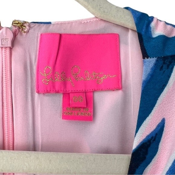 The Lilly Pulitzer Donna Romper Palm Print Pink Tropics Tint Heat Wave Size 00 - Picture 5 of 10